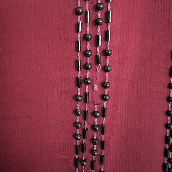 Vintage 90s Jennifer by KVM Party Dress Size M Cranberry Sequin Embroidered Silk - Picture 7 of 16